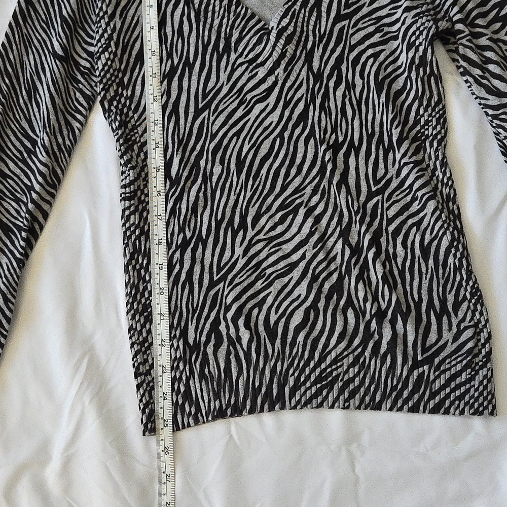 Express Black and White Zebra V-Neck Sweater